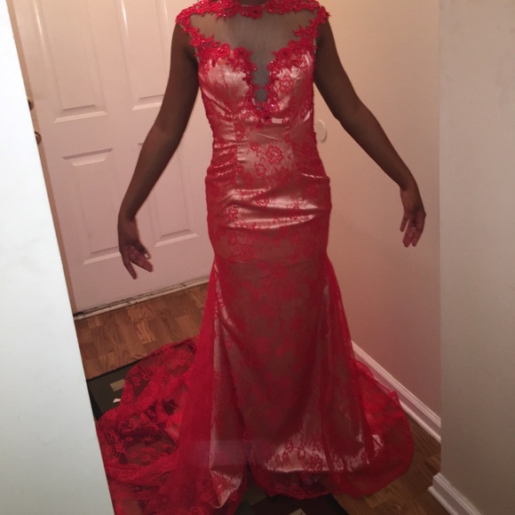 Red Sequence Gown - Picture 7 of 8